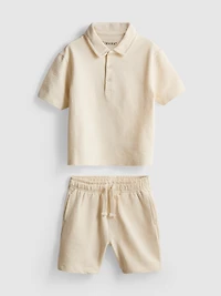 1-9yrs | Textured Polo Shirt and Shorts Set