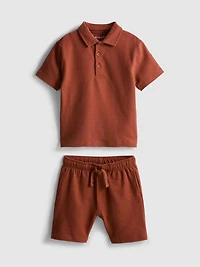1-9yrs | Textured Polo Shirt and Shorts Set