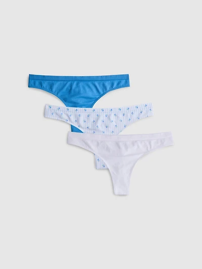 3pk Seamless Printed Thongs