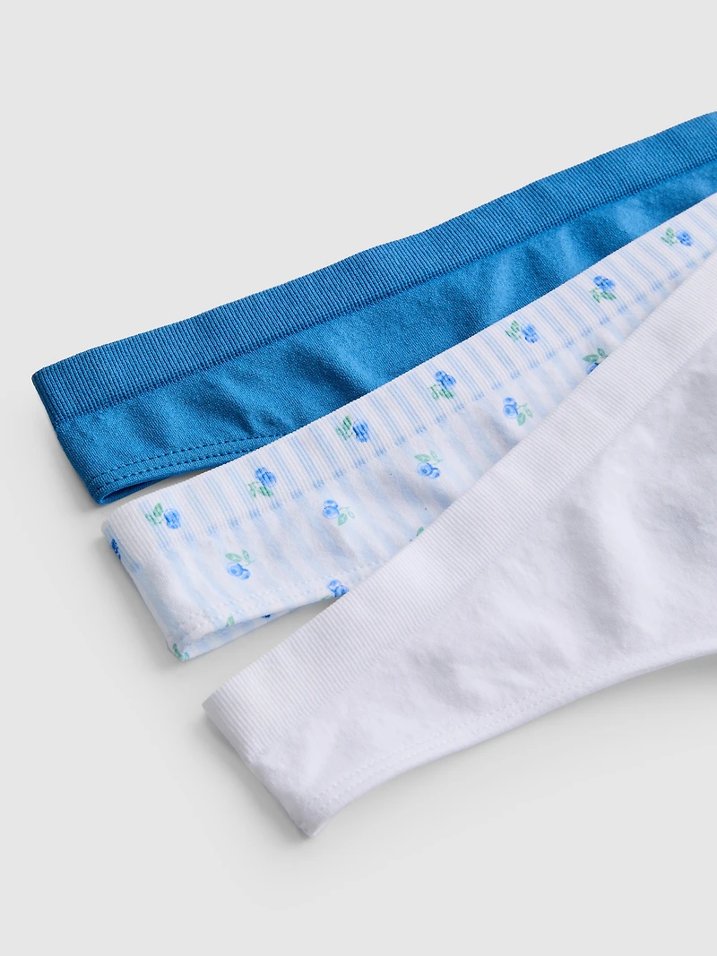 3pk Seamless Printed Thongs