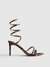 Leopard Spiral Heeled Sandals