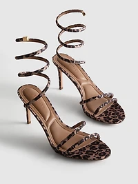 Leopard Spiral Heeled Sandals