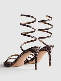 Leopard Spiral Heeled Sandals