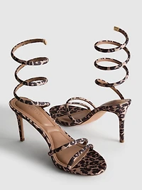 Leopard Spiral Heeled Sandals