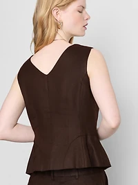 The Edit Pure Linen Peplum Vest