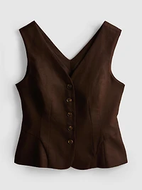 The Edit Pure Linen Peplum Vest