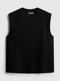 Cropped Sleeveless Shoulder Pad Tee