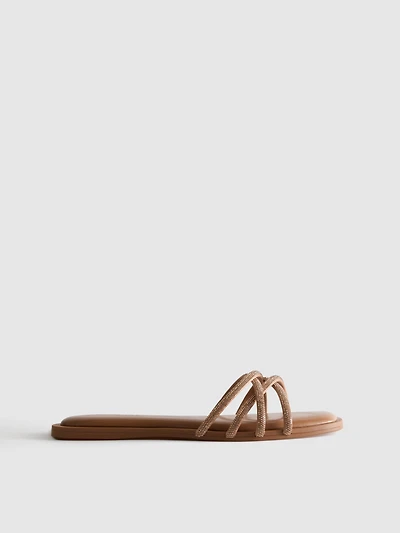 Diamanté Weave Mule Sandals