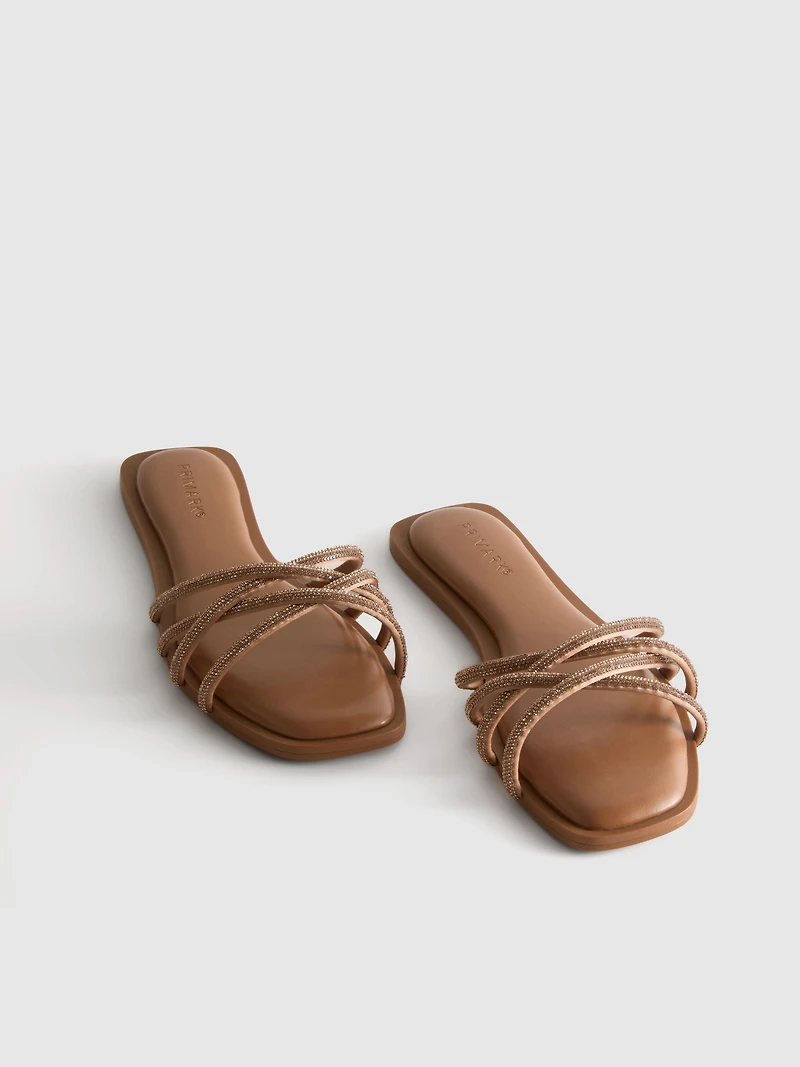 Diamanté Weave Mule Sandals