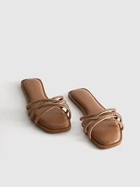 Diamanté Weave Mule Sandals