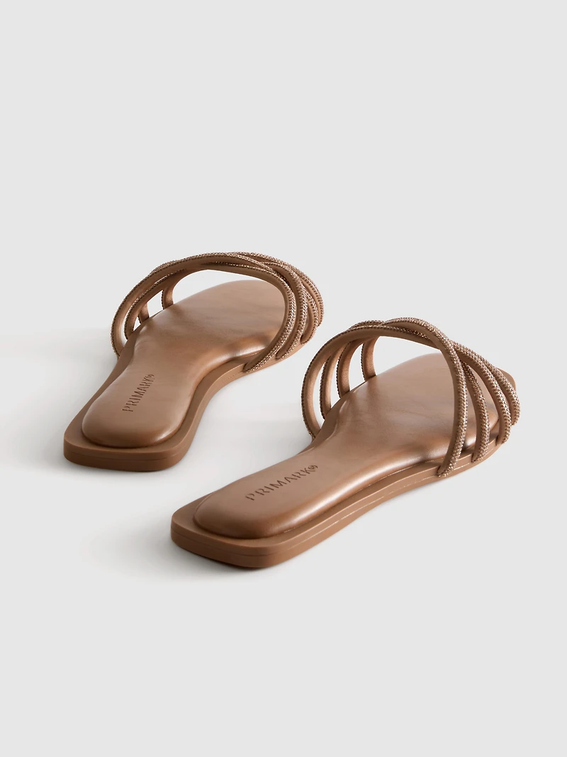 Diamanté Weave Mule Sandals
