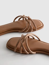 Diamanté Weave Mule Sandals