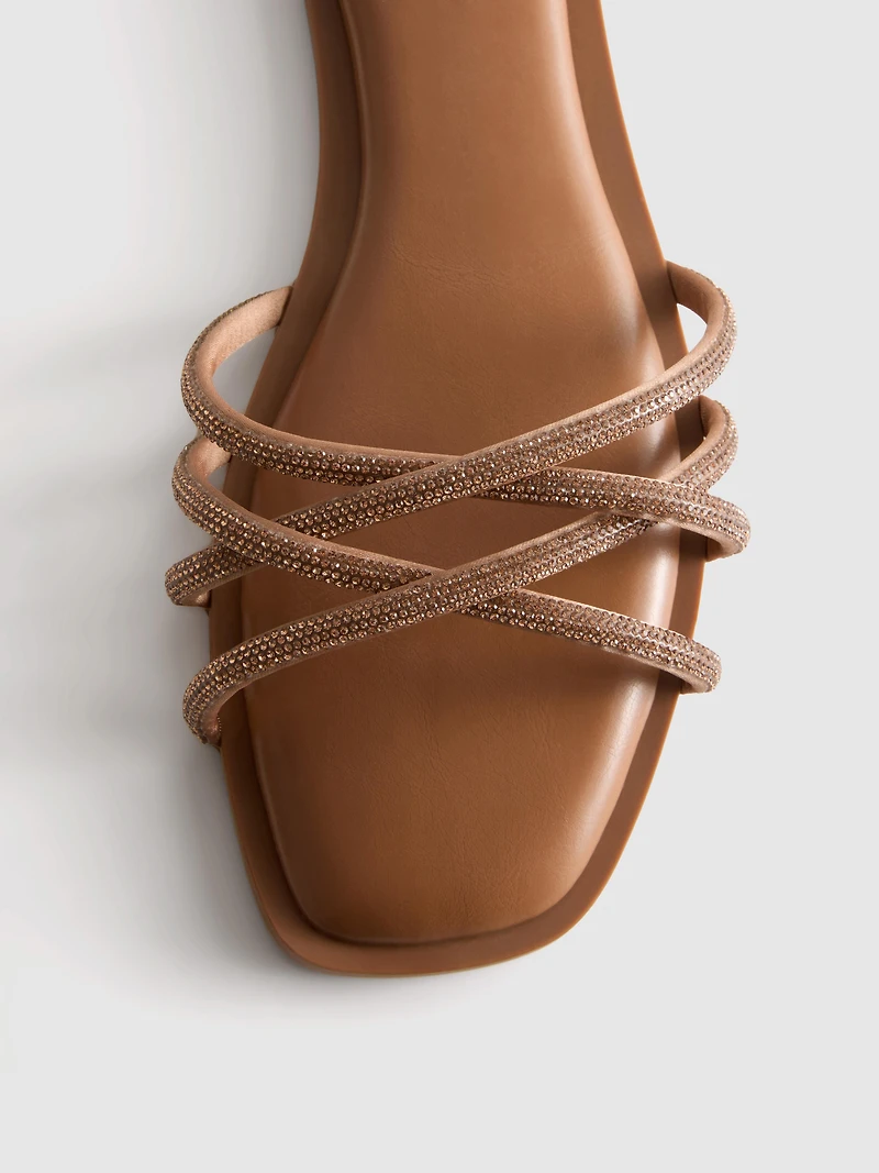 Diamanté Weave Mule Sandals