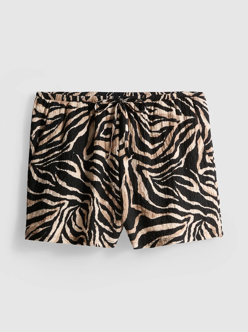 Printed Crinkle Textured Shorts