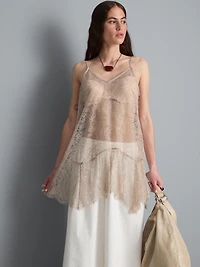 Longline Sheer Lace Cami Top