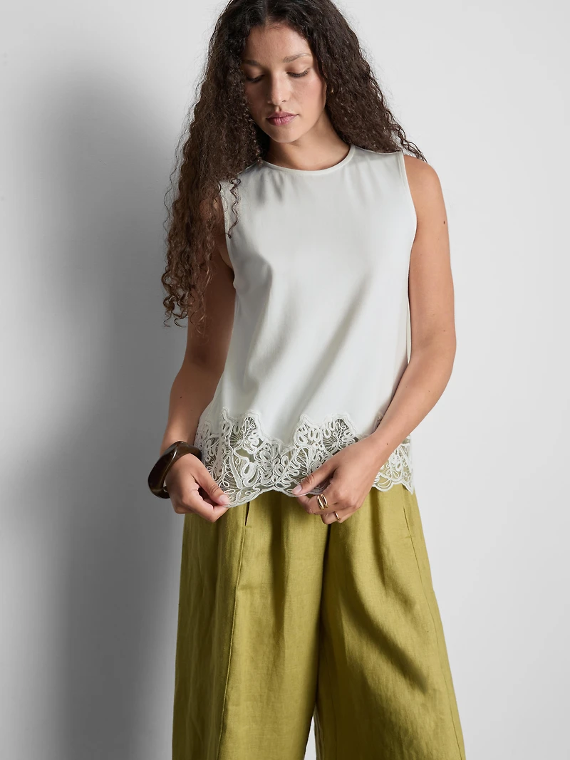 The Edit Lace Trim Tank Top