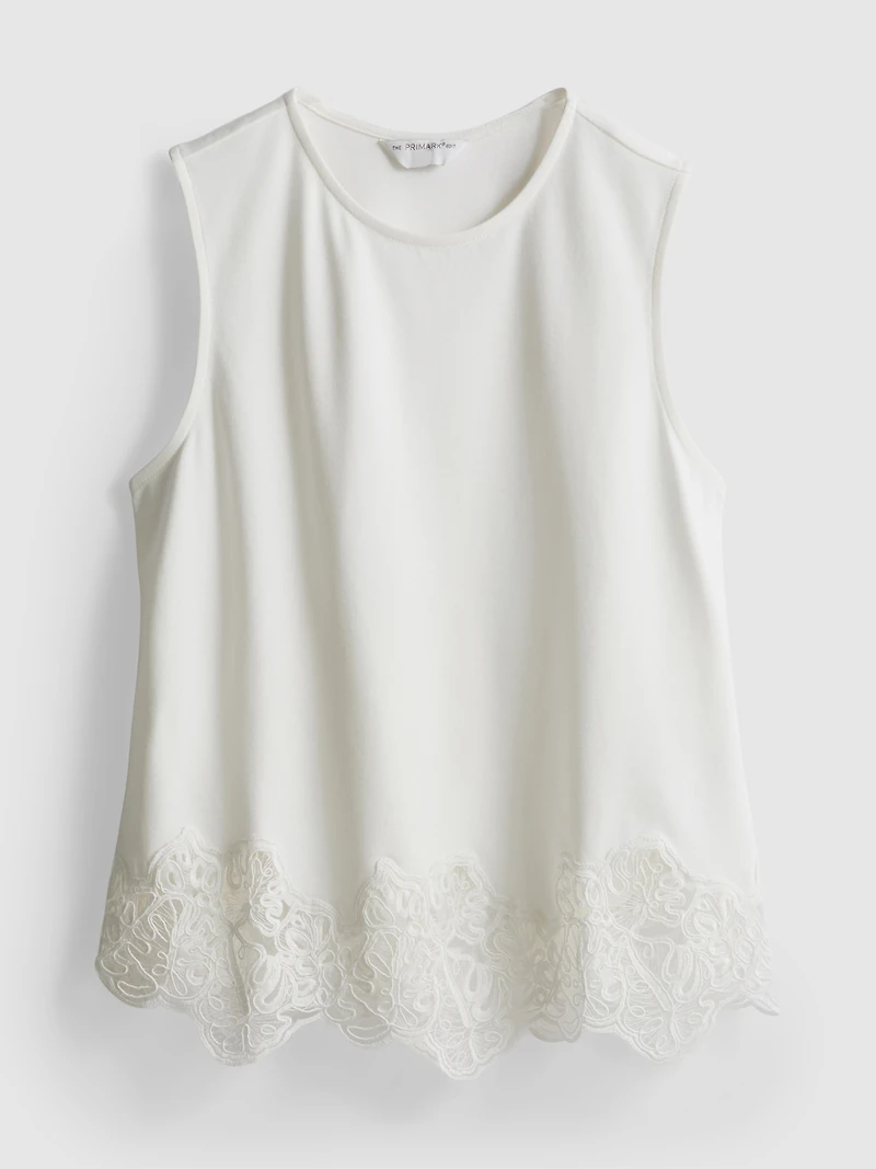 The Edit Lace Trim Tank Top