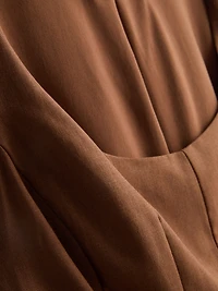 Linen-Blend Tailored Peplum Top