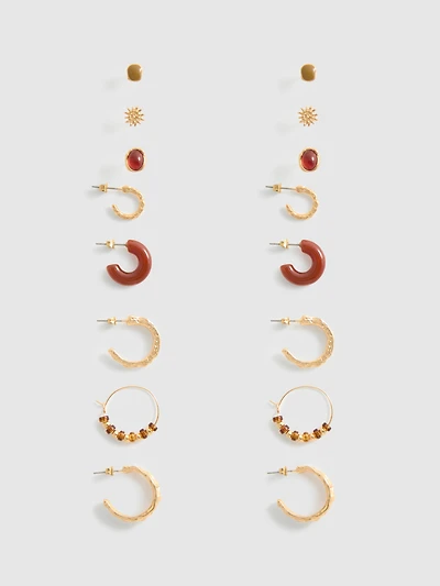 9-Pack Stud and Hoop Earrings