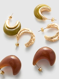 3-Pack Resin Hoop Earrings