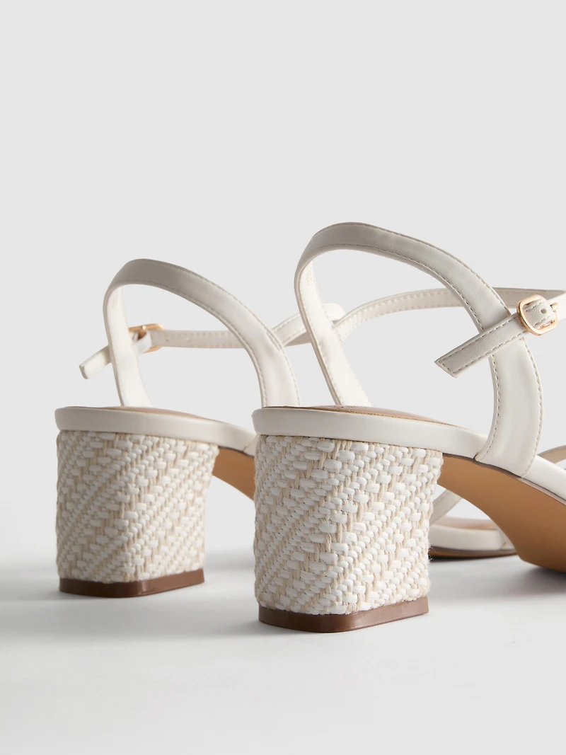 Strappy Woven Block Heel Sandals