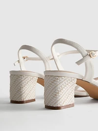 Strappy Woven Block Heel Sandals