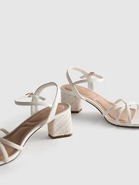 Strappy Woven Block Heel Sandals