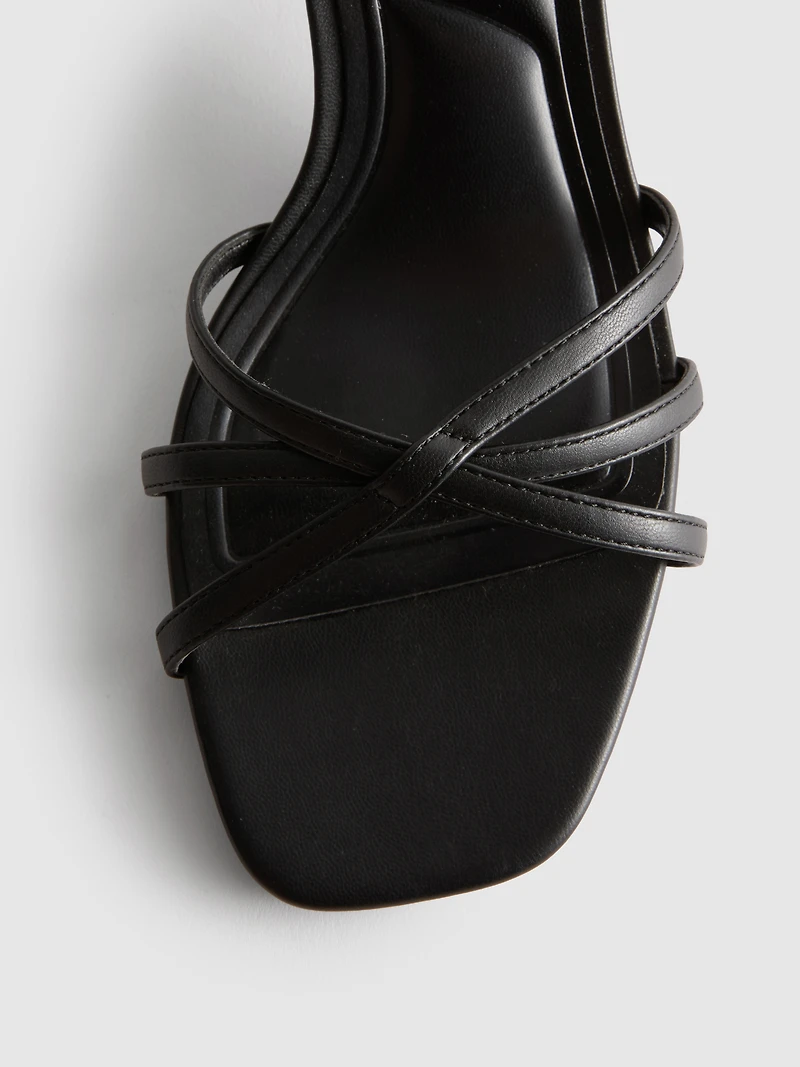 Strappy Woven Block Heel Sandals