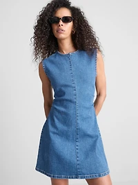 Cotton Denim A-Line Mini Dress