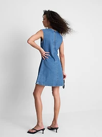 Cotton Denim A-Line Mini Dress