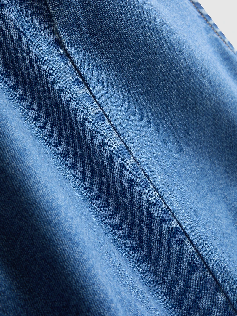 Cotton Denim A-Line Mini Dress