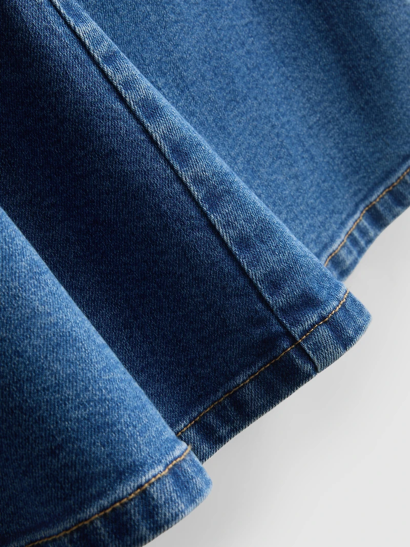 Cotton Denim A-Line Mini Dress