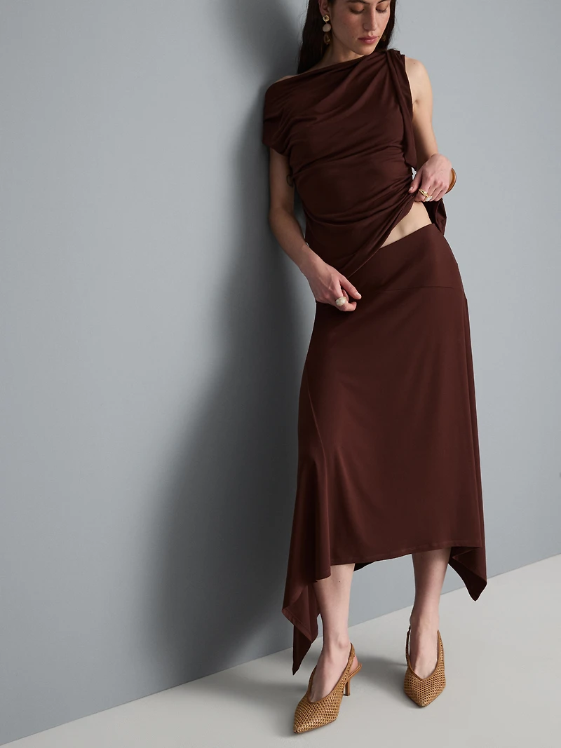 Hanky Hem Midi Skirt