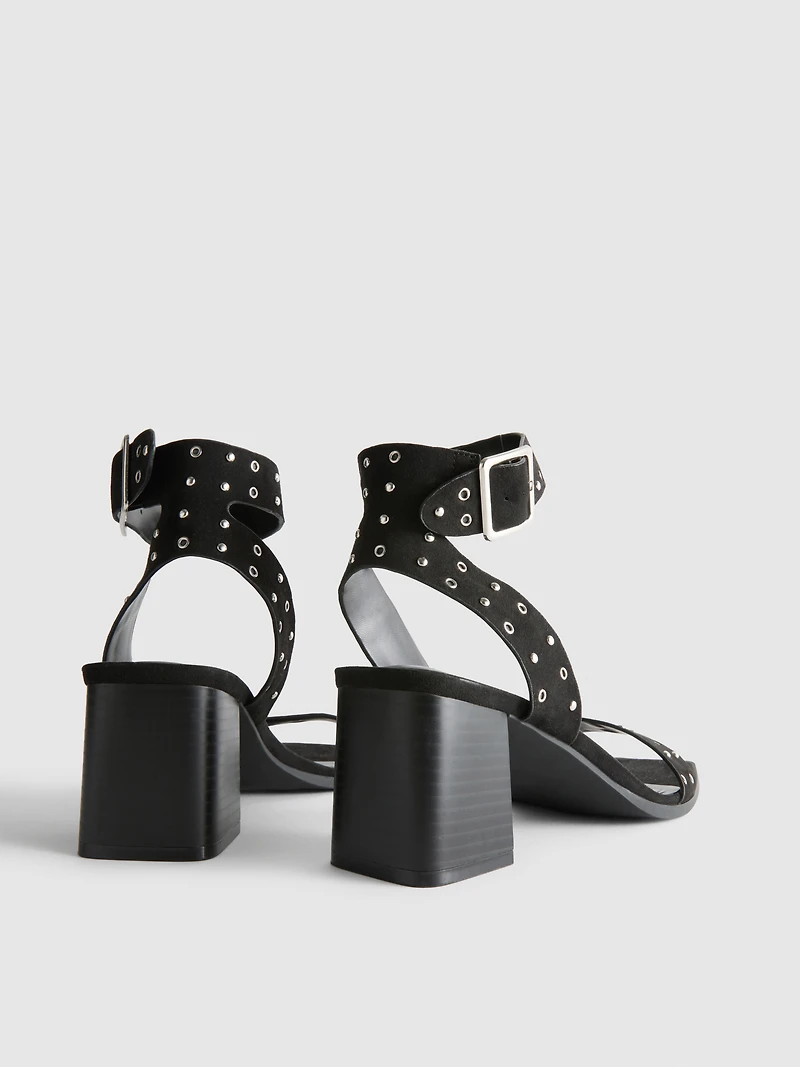 Studded Block-Heel Sandals