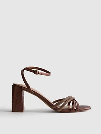 Strappy Rhinestone Heeled Sandals