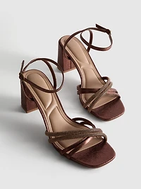 Strappy Rhinestone Heeled Sandals
