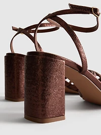 Strappy Rhinestone Heeled Sandals