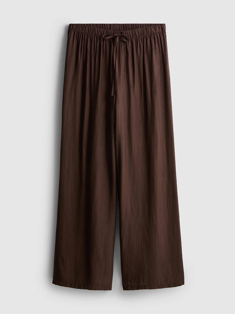 Textured Wide Leg Drawstring Pants