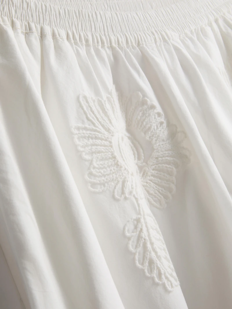 Cotton Embroidered Wide Leg Pants