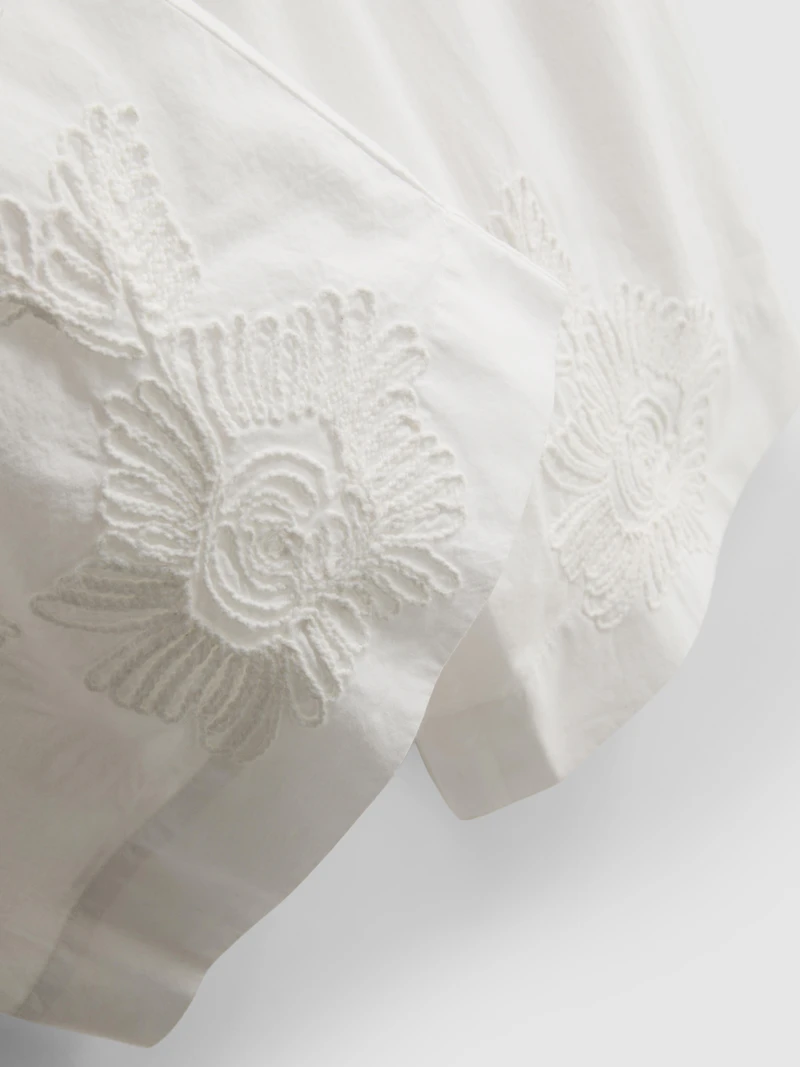 Cotton Embroidered Wide Leg Pants