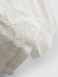 Cotton Embroidered Wide Leg Pants