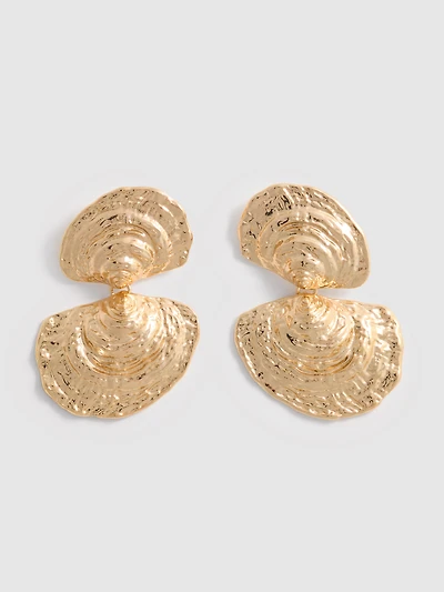 The Edit Metallic Shell Drop Earrings