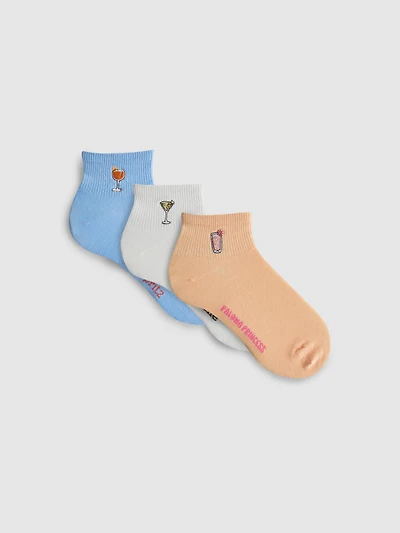 3pk Cocktail Quarter Crew Socks