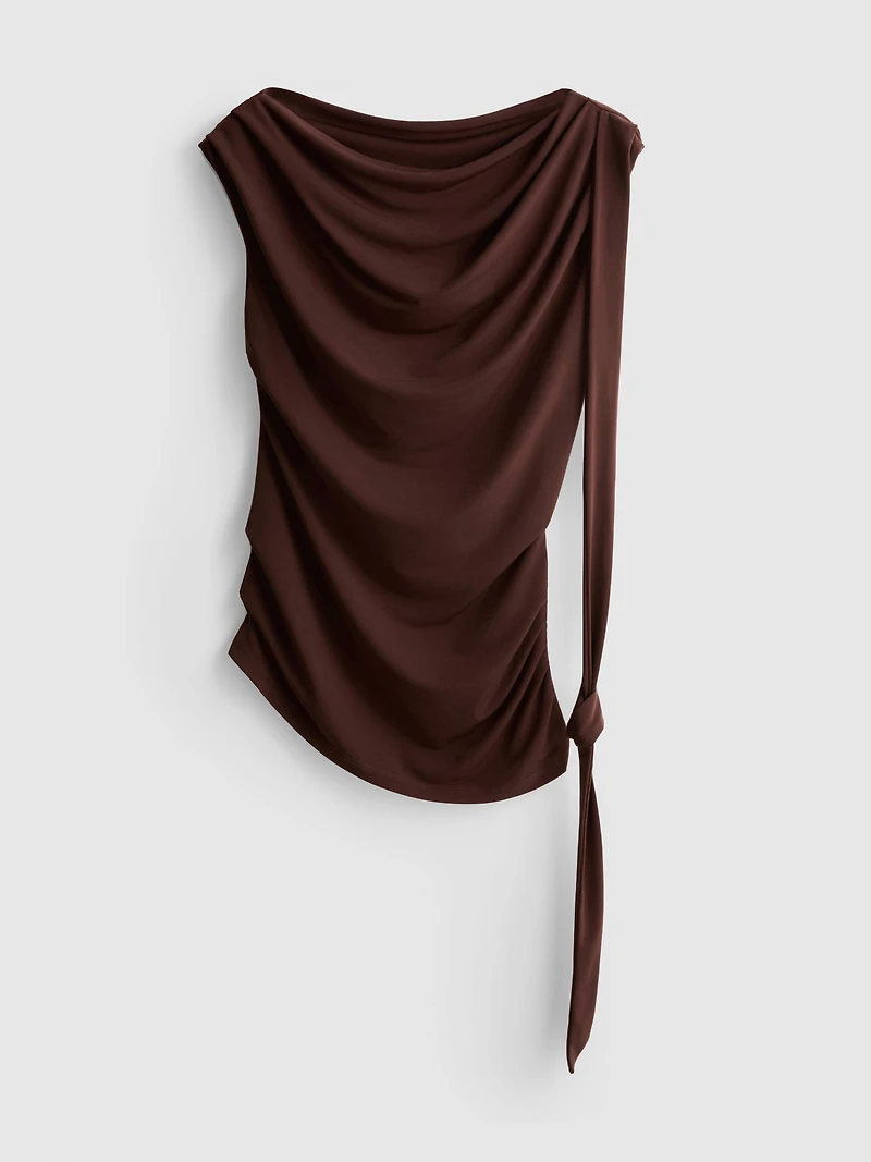 Draped One-Shoulder Jersey Top