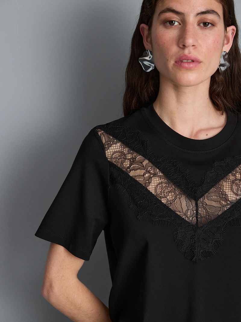 Lace Insert T-Shirt
