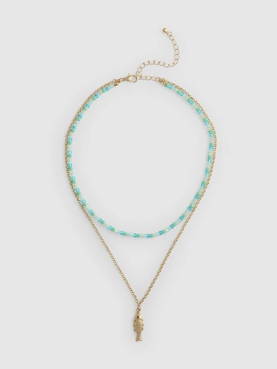 Layered Beaded Fish Necklace
