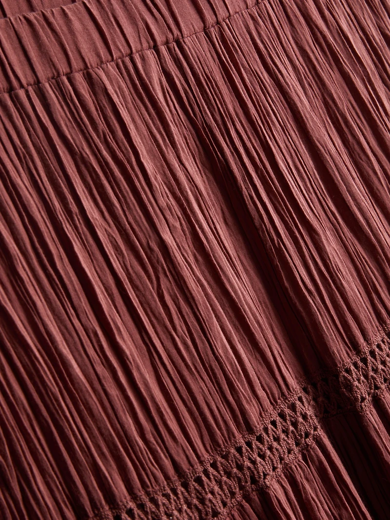 Paula Echevarría Tiered Crinkle Lace Midi Skirt