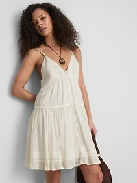 Paula Echevarría Lace Trim Ruffle Mini Dress