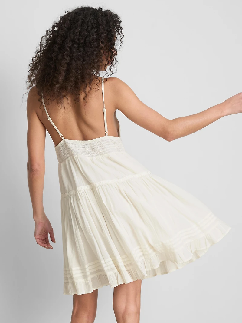 Paula Echevarría Lace Trim Ruffle Mini Dress