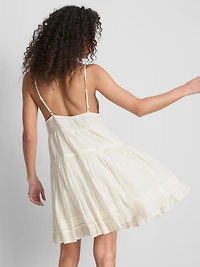 Paula Echevarría Lace Trim Ruffle Mini Dress